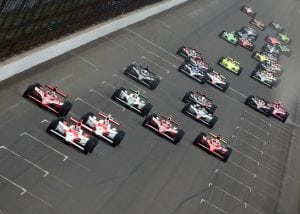 INDIANAPOLIS - MAY 24:  Helio Castroneves, driver of the #3 Team Penske Dallara Honda, leads the field during the IRL IndyCar Series 93rd running of the Indianapolis 500 on May 24, 2009 at the Indianapolis Motor Speedway in Indianapolis, Indiana.  (Photo by Donald Miralle/Getty Images) *** Local Caption *** Helio Castroneves
